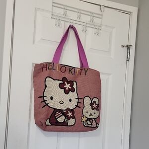 Hello Kitty Pink Tote Bag With Zippered Closing And Inside Pockets